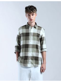 Flying Machine - Men Regular Fit Checks Green Shirt