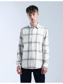 Flying Machine - Men Regular Fit Checks White Shirt