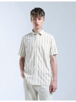 Flying Machine - Beige Vertical Striped Original Shirt