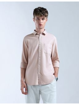 Flying Machine - Peach Solid Slim Fit Original Shirt