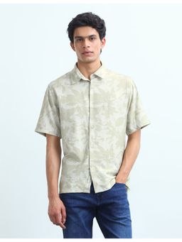 Flying Machine - Off White Twill Tropical Printed Shirt