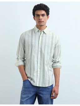 Flying Machine - Grey Vertical Striped Slim Fit Shirt