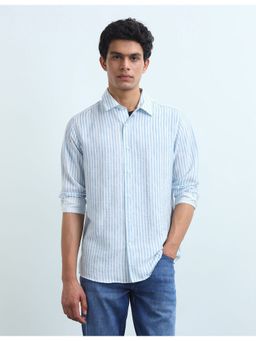 Flying Machine - Blue Vertical Striped Slim Fit Shirt