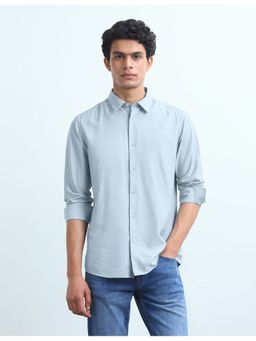 Flying Machine - Blue Twill Solid Shirt