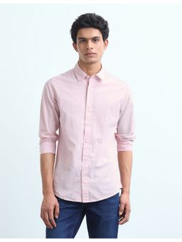 Flying Machine - Pink Vertical Striped Slim Fit Shirt