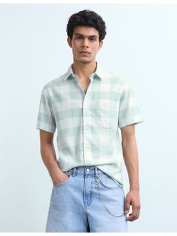 Flying Machine - Green Dobby Buffalo Checked Shirt