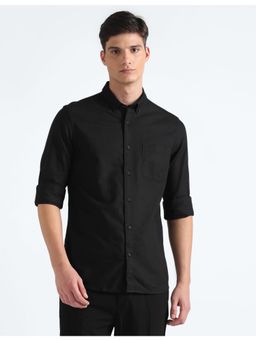 Flying Machine - Black Solid Dobby Shirt