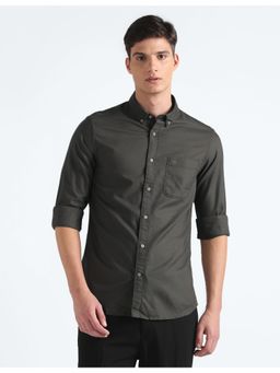 Flying Machine - Grey Solid Dobby Shirt
