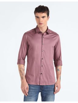 Flying Machine - Mauve Solid Slim Fit Shirt