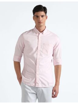 Flying Machine - Pink Solid Dobby Shirt