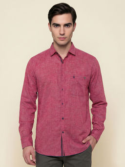 KUONS AVENUE - Men Paper Linen Cotton Red Wine Shirt