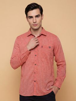 KUONS AVENUE - Men Paper Linen Cotton Orange Shirt