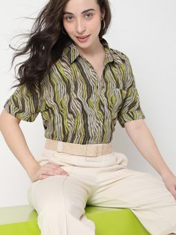 VERO MODA - Womens Printed Brown & Multi Shirt