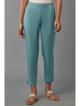 W - Blue Solid Slim Pant