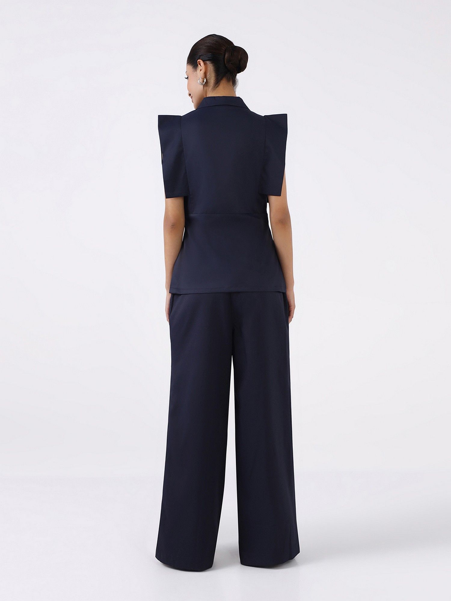 Women Navy Blue Boss Peplum Top and Pant