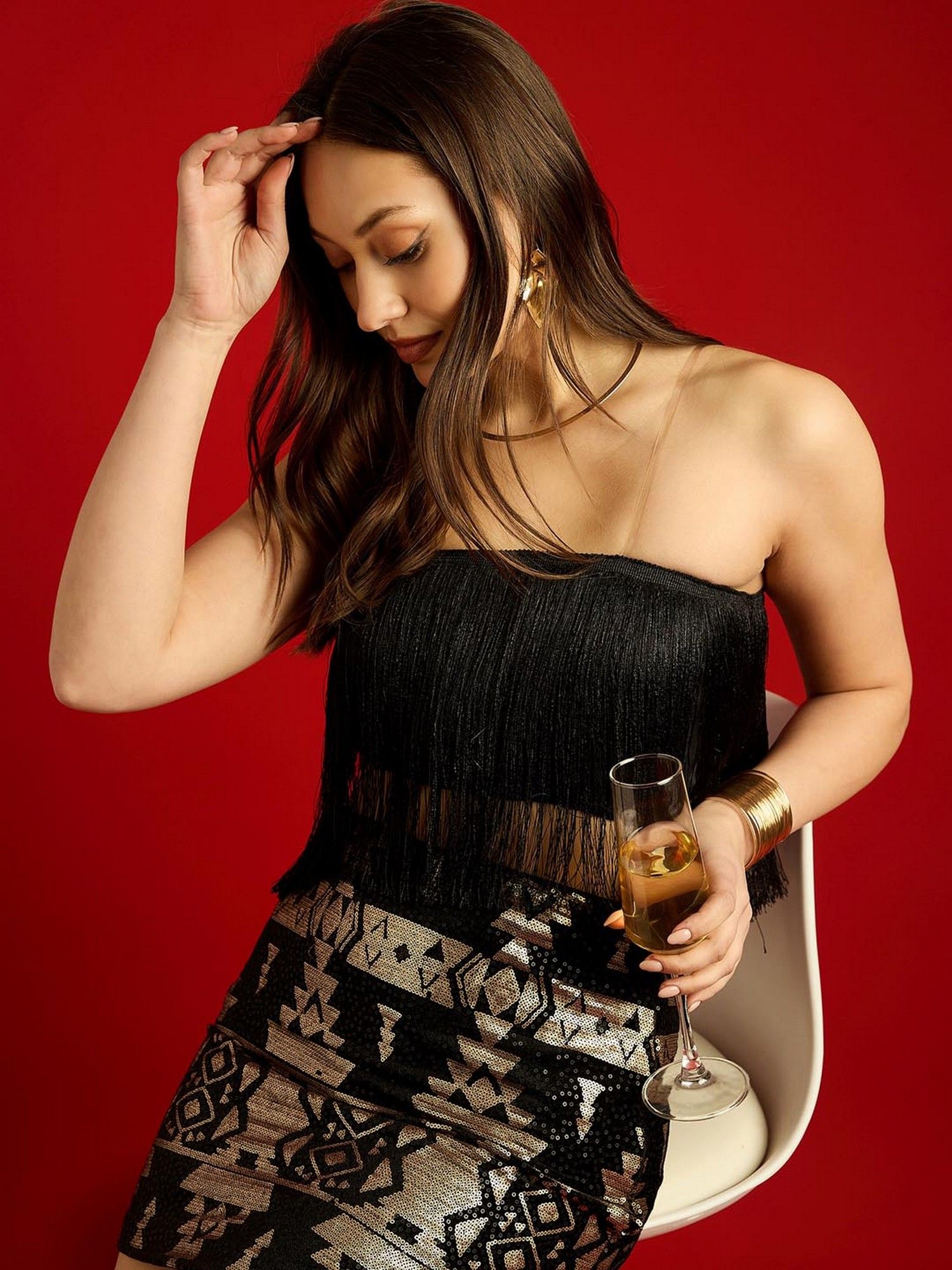 Black Fringes Crop Top