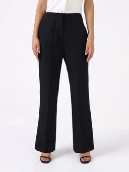 Powersutra - Women Black High-Rise Pintucked Trouser
