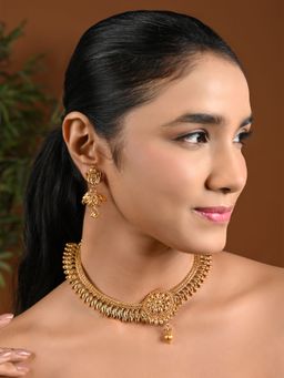 I Jewels - Oxidised Afghani Choker Necklace Jewellery Set