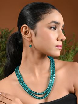 I Jewels - Stylish Multi Layer Pearl Necklace with Earrings Set for Women and Girls (ML328PG)