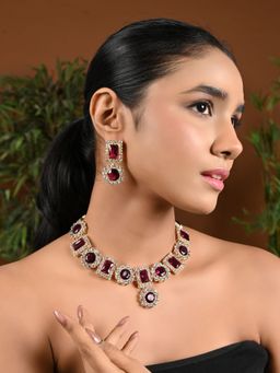 I Jewels - Gold Plated Traditional Necklace Jewellery Set