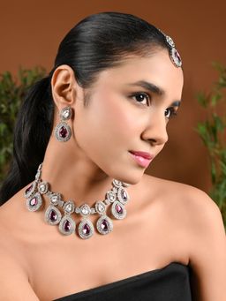 I Jewels - Gold Plated Traditional Kundan Stone Choker Necklace Jewellery Set