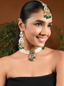I Jewels - Latest Fashion Stylish Multi Layered Chocker Necklace Jewellery Set