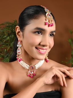 I Jewels - Latest Fashion Stylish Multi Layered Chocker Necklace Jewellery Set