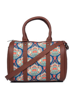 Zouk - Womens Blue Printed Vegan Leather Handbag
