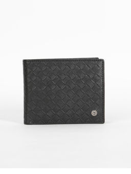 Titan - Textured Leather Bifold Wallet in Color Black
