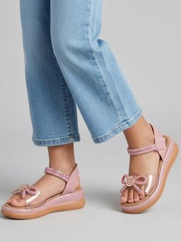 FREEPLAY - Pink Transparent Strap Stone Embellished Sandals