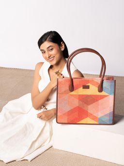 Zouk - Geometric Multi-Color Book Tote Bag