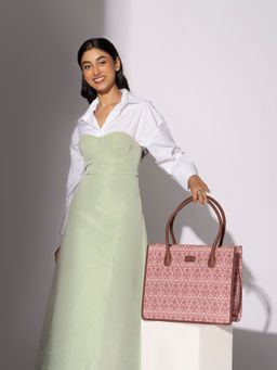 Zouk - Madurai Blossom Pink Printed Book Tote Bag