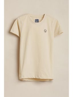 Allen Solly - Boys Beige Solid Crew Neck T-Shirt