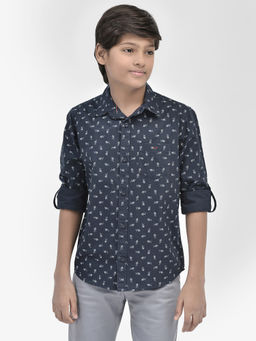 CRIMSOUNE CLUB - Club Boys Navy Blue Printed Shirt