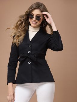 KASSUALLY - Black Single Breasted Blazer with Belt (Set of 2)