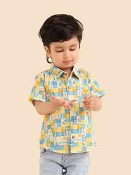 Fabindia - Boys Multicolor Printed Spread Collar Shirt