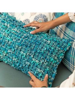 ONSETHOMES - Handwoven Hoop Cushion Cover Blue (16X16)