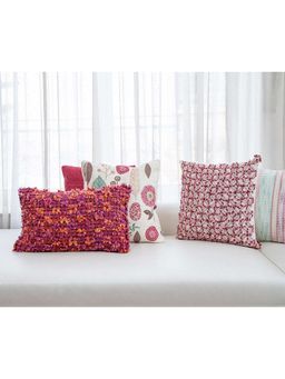 ONSETHOMES - Handwoven Hoop Cushion Cover Pink (16X16)