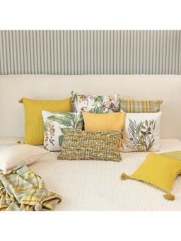 ONSETHOMES - Embroidered Leaves Galore Cushion Cover Green (16X16)