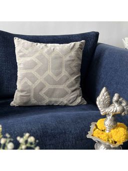 ONSETHOMES - Plush Grid Cushion Cover Steel (16X16)