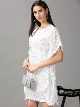 SHOWOFF - Womens Kaftan White Printed Dress
