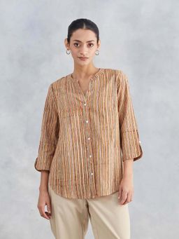 Fabindia - Beige Cotton Kalamkari Printed Shirt