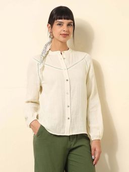 U.S. POLO ASSN. - Beige Lace Detailed Solid Shirt