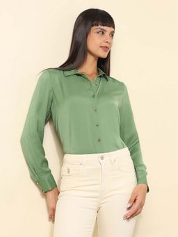 U.S. POLO ASSN. - Green Satin Solid Shirt