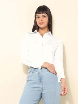 U.S. POLO ASSN. - White Concealed Placket Solid Shirt