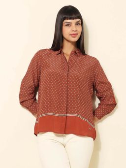U.S. POLO ASSN. - Rust Concealed Placket Printed Shirt