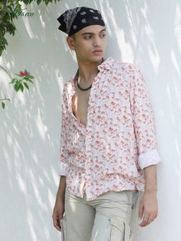 Campus Sutra - Mens Ecoliva Orange Abstract Swirl Shirt