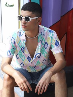 Campus Sutra - Mens Ecoliva Multicolour Rhombus Strokes Shirt