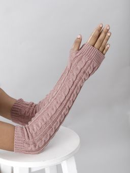 Twenty Dresses by Nykaa Fashion - Pink Textured Thumb Cutout Gloves