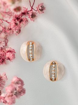 Zaveri Pearls - White Enamel Dazzling Austrian Diamonds Contemporary Earrings